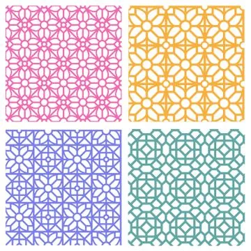 Seamless floral pattern in korean stencil style イラスト素材