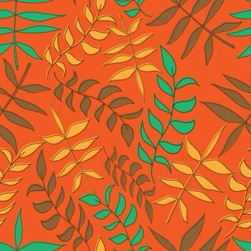 Seamless floral pattern with leafs Illustrazione stock