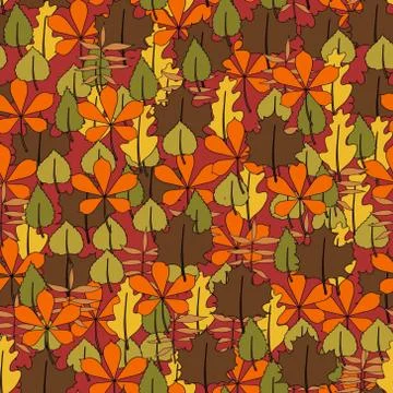 Seamless floral pattern with leafs Illustrazione stock