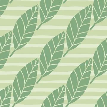 Seamless floral pattern with leafs on pastel green tones. Beige background wi Illustrazione stock