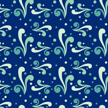 Seamless floral pattern with leaves. a blue background with green Stock Illustration