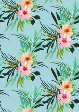 Seamless floral pattern with leaves. Stock-Illustration