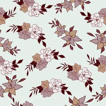 Seamless floral pattern on light background, vector illustration Stock Illustration
