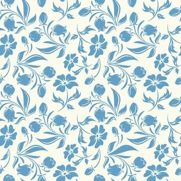 Seamless floral pattern, medieval background, watercolor hand painted illus.. Ilustração Stock