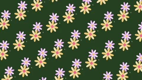 Seamless floral pattern with mixed yellow and purple blossoms Stock Footage 328370909