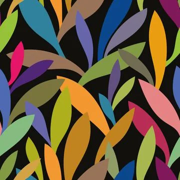 Seamless floral pattern with multicolored abstract leaves. Vector illustration. Stock Illustration