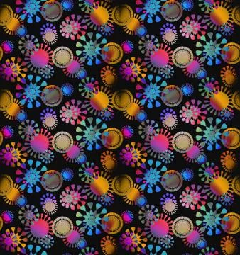 Seamless floral pattern multicolored black Stock Illustration