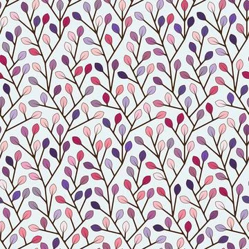 Seamless floral pattern with multicolored leaves. Vector image. Stock Illustration