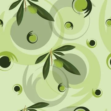 Seamless floral pattern with olive tree and abstract shapes vector Stock Illustration