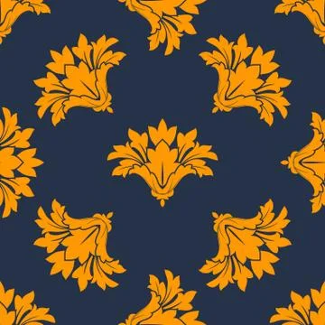 Seamless floral pattern with orange cornflowers Illustrazione stock
