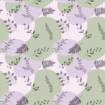 Seamless floral pattern with organic vector elements in grey and black: leaves Stock Illustration