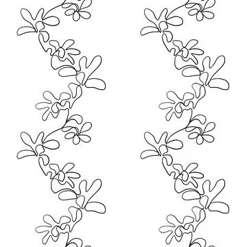 Seamless floral pattern with outline on white background. Stock Illustration