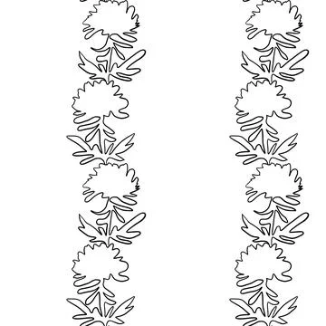 Seamless floral pattern with outline on white background. Stock Illustration