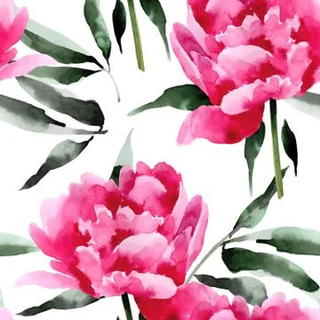 Seamless floral pattern with peonies Stock Illustration