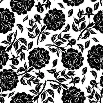 Seamless floral pattern with peonies Stock Illustration