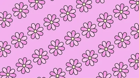 Seamless floral pattern with pink daisy blossoms on a light pink background anim Stock Footage 328109727