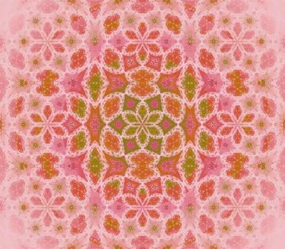 Seamless floral pattern pink red green blurred Stock Illustration