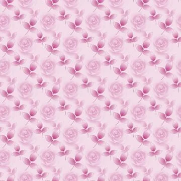Seamless floral pattern pink roses and violet leaves on pink Stock Illustration