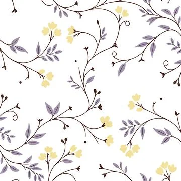 Seamless floral pattern with pink yellow flowers and leaves Stock Illustration