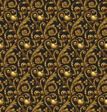 Seamless floral pattern with pomegranate Stock Illustration