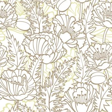 Seamless floral pattern with poppies Stock Illustration