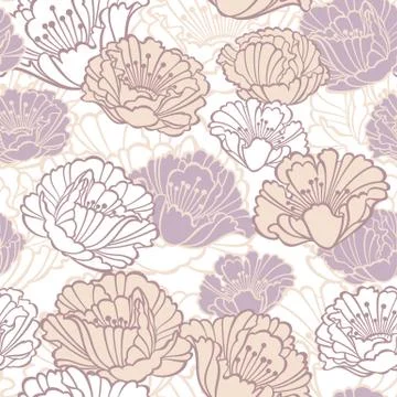 Seamless floral pattern with poppies in pastel shades Stock Illustration