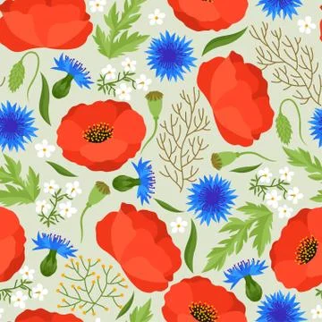 Seamless floral pattern with pretty spring flowers. Background for textile Stockillustratie