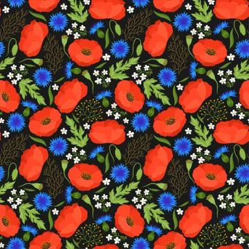 Seamless floral pattern with pretty spring flowers. Background for textile Stock Illustration