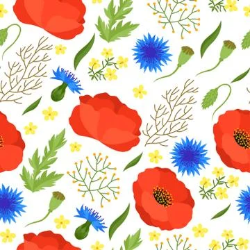 Seamless floral pattern with pretty spring flowers. Background for textile Stock Illustration