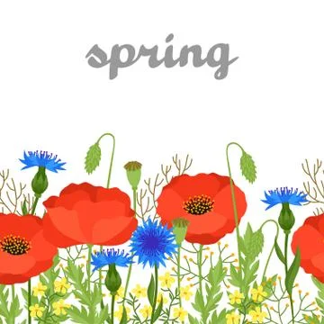 Seamless floral pattern with pretty spring flowers. Background for textile Stock Illustration