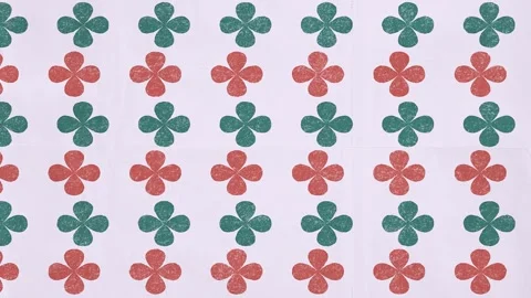 Seamless Floral Pattern with Red and Green Flower Shapes on a Light Backgro.. Stock Footage 302249233
