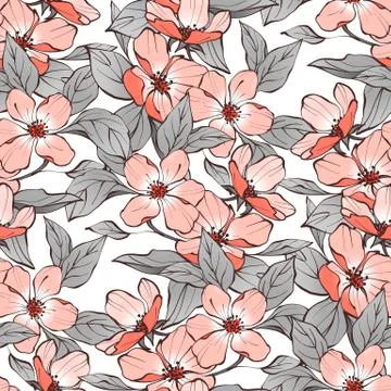 Seamless floral pattern with red flowers Stock-Illustration