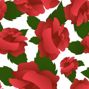Seamless floral pattern with red roses. Stock Illustration