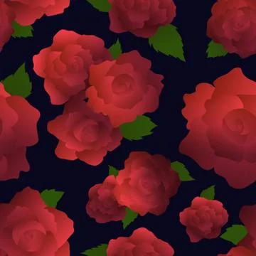 Seamless floral pattern with red roses Stock Illustration