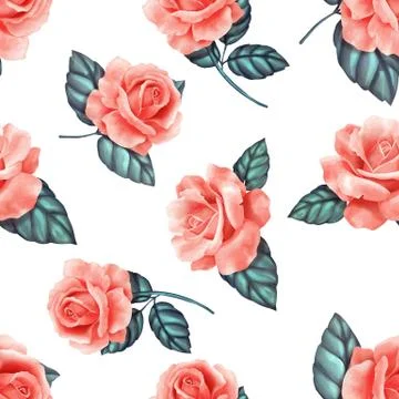 Seamless floral pattern with red roses Stock-Illustration