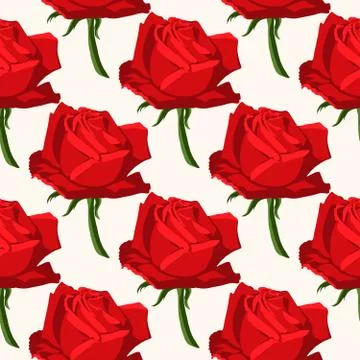 Seamless floral pattern with of red roses. Vector illustrationseamless patter Stock Illustration