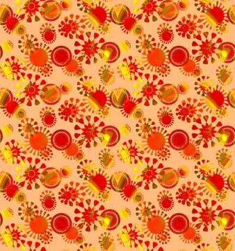 Seamless floral pattern red yellow orange Stock Illustration