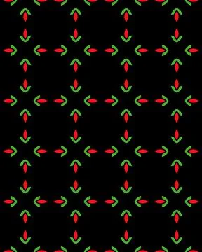 Seamless floral pattern resembling green and yellow arrows on a black background Stock Illustration