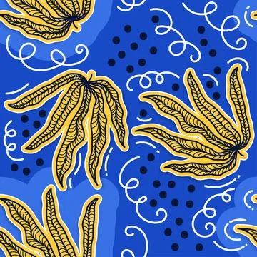 Seamless Floral Pattern in Retro 90s Style. Cute Botanical Contemporary Pattern Stock Illustration