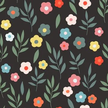 Seamless floral pattern with roses based on traditional folk art ornaments Stock Illustration