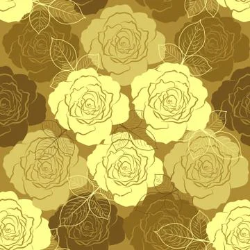 Seamless floral pattern with roses Stock Illustration