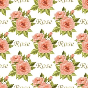Seamless floral pattern with roses Stock Illustration