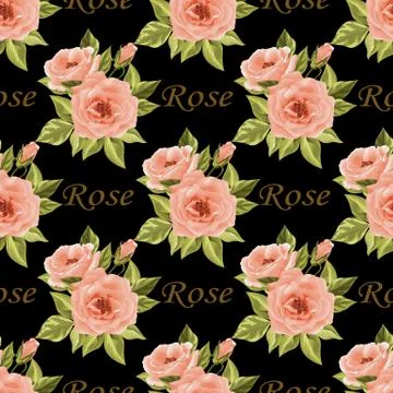 Seamless floral pattern with roses Stock Illustration