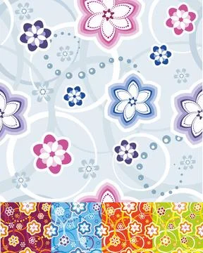 Seamless floral pattern Seamless pattern with flowers in five colour schem... Stock Photos