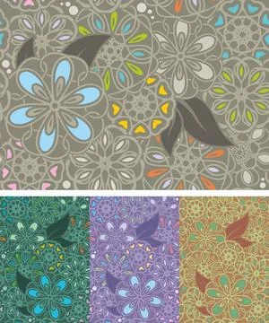 Seamless floral pattern Seamless pattern with flowers in four colour schem... Stock Photos