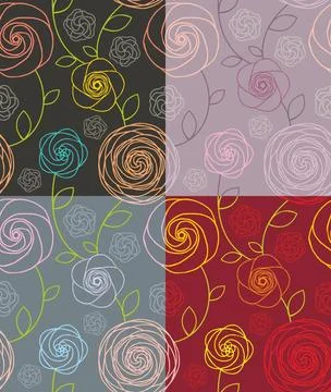 Seamless floral pattern Seamless pattern with roses in four color schemes ... Foto stock