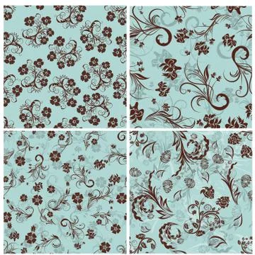 Seamless floral pattern set Illustrazione stock