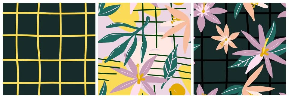 Seamless floral pattern set. Stock Illustration