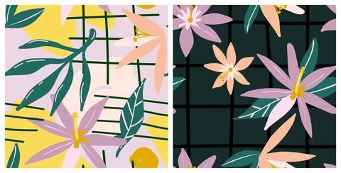 Seamless floral pattern set Stock Illustration