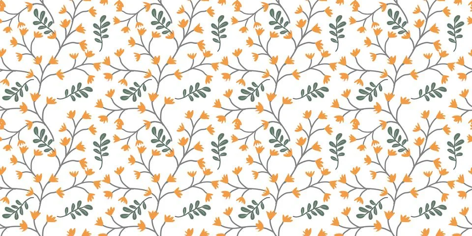 Seamless floral pattern (set) includes cute flowers and leaves Stock Illustration